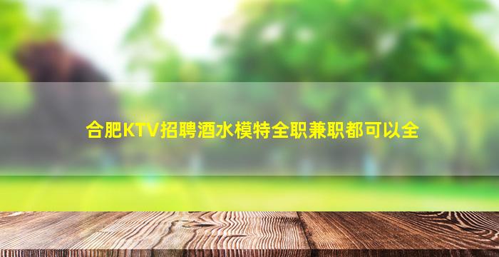 合肥KTV招聘酒水模特全职兼职都可以全